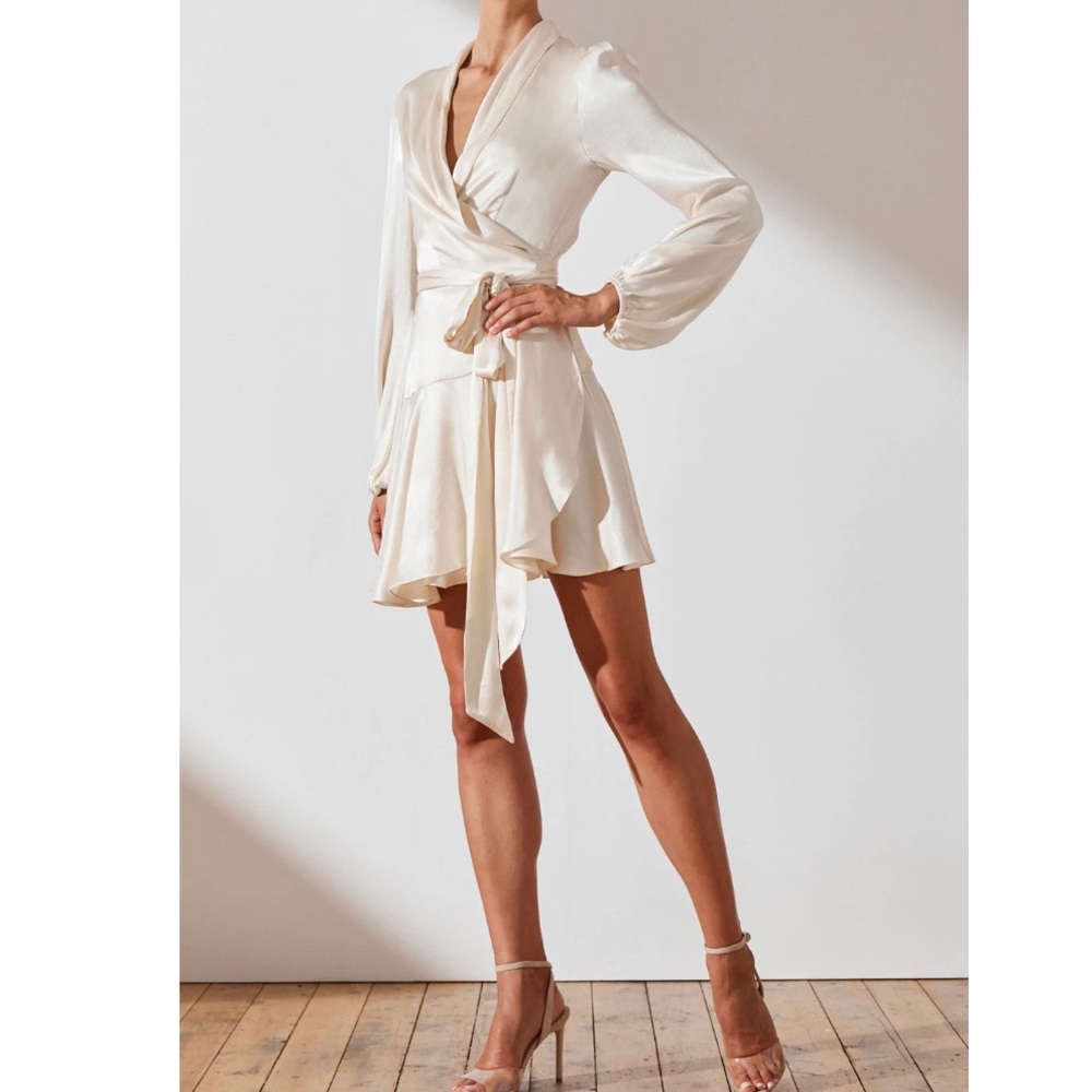 Shona Joy Cream Wrap Dress